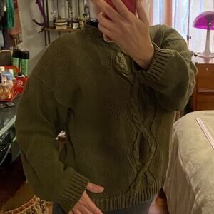 Fast Pace Chunky knit Olive Green Sweater